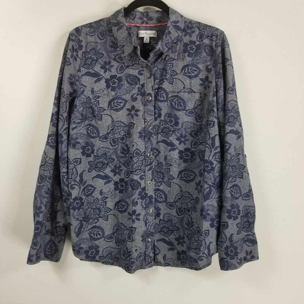 Kim Roger's longsleeve buttondown floral blouse XL